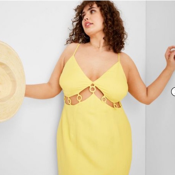 Dresses & Skirts - Woman’s sleeveless ring detail maxi dress in Yellow size 16